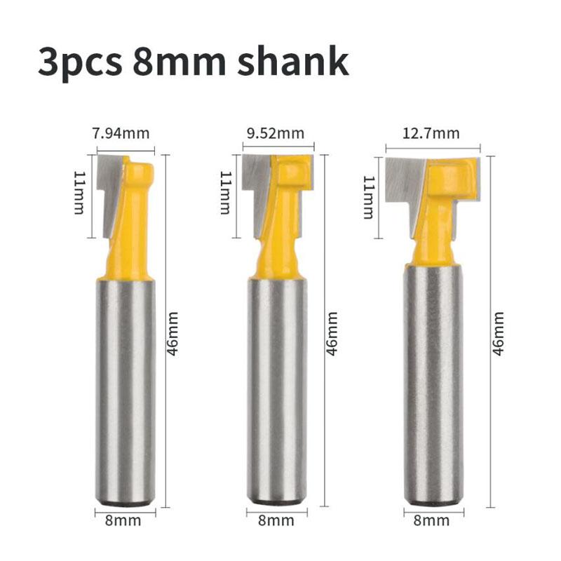 1/3 шт., фреза с Т-образным пазом, шестигранный болт, отверстие для ключа, замочная скважина 6,35 мм, 6 мм, 8 мм, хвостовик, деревообрабатывающий фрезерный станок, концевая фреза