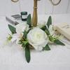 Artificial Flowers Candle Ring Simulated Mini Rose Wreath Candlestick Wreath  Christmas Ornament