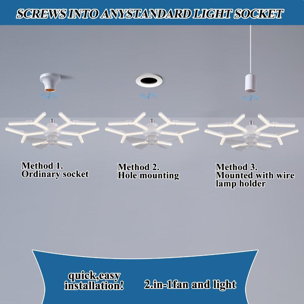 2 In 1 Ceiling Fan Light 4-Speed Regulation Electric Cordless Fan Creative Ceiling Fan  Office