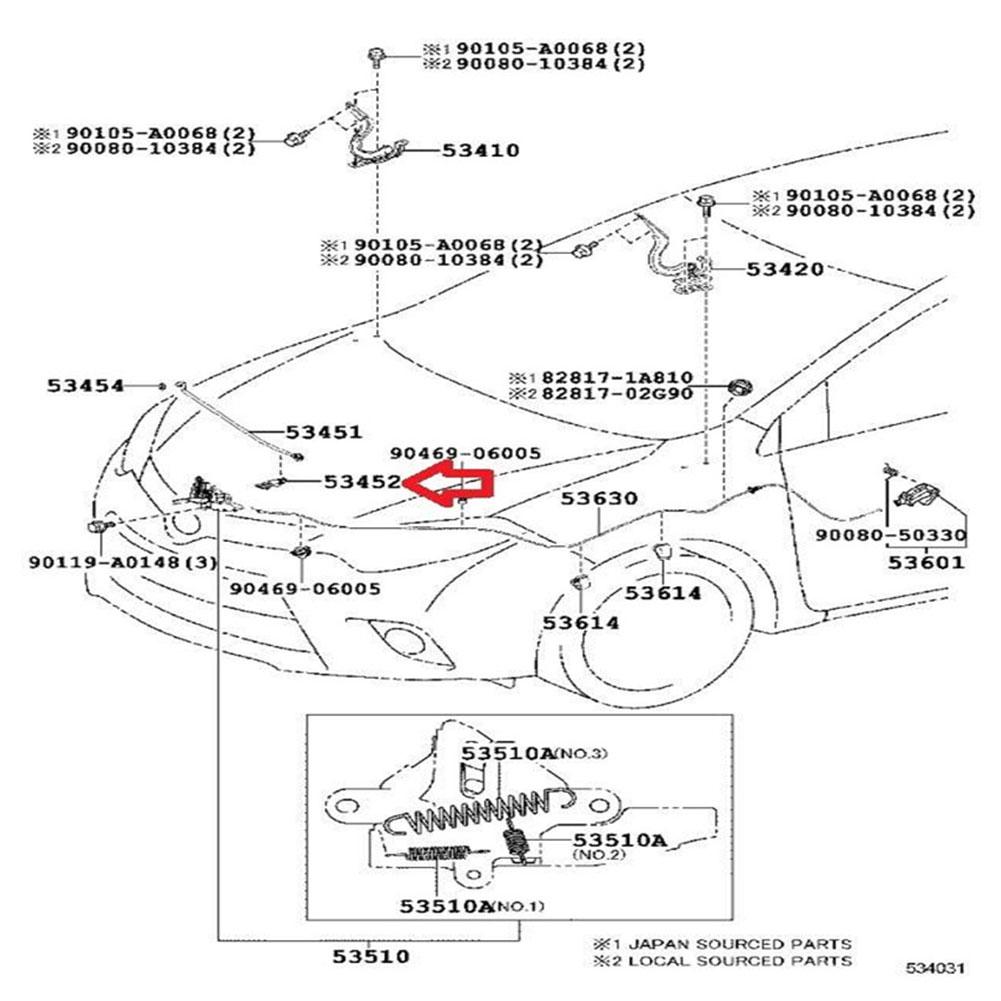 Car Hood Support Prop Rod Clips Grommet Bonnet Stay Clamp Support Buckle 53452-02090 Fits For Toyota Corolla 4-Door 2009-2013