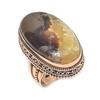 Natural Septerian Stone Gemstone Handmade Copper Jewelry Ring Size 7.5 Z0Y86