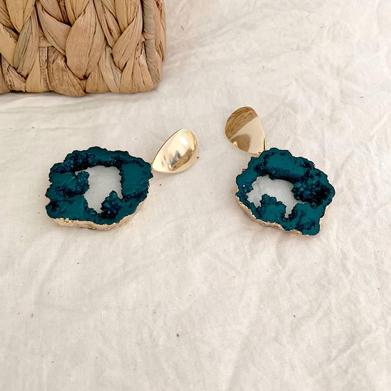 Серьги-гвоздики Изысканные модные нестандартные серьги с геометрией в форме капли из натурального камня женские ювелирные изделия серьги элегантные красивые