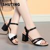 Fashion Women's 2024 Soft Leather Casual Sandal Elegant Roman Platform Thick Heel Luxury Designer Summer Fashion White Sandals