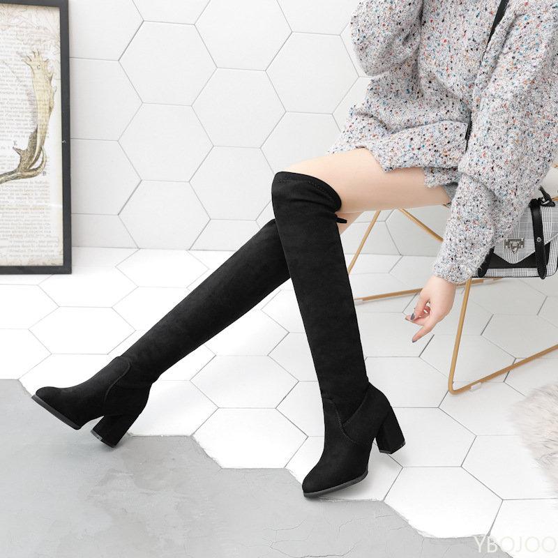 Fashion Over-the-knee Boots Women Stretch Knit Long Socks Boots New Casual Black Sexy Nightclub Platform Shoes for Women Bottes