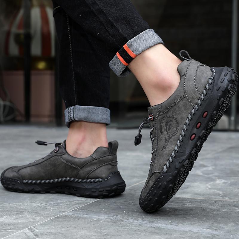 Мужская повседневная кожаная обувь из спилка, мужская удобная обувь для вождения, мужская обувь на плоской подошве, деловая официальная обувь