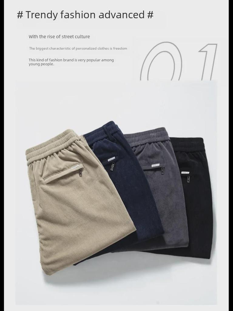 Мужские повседневные прямые брюки из вельвета-стрейча на весну/осень 2023 года, свободный крой, большой размер.