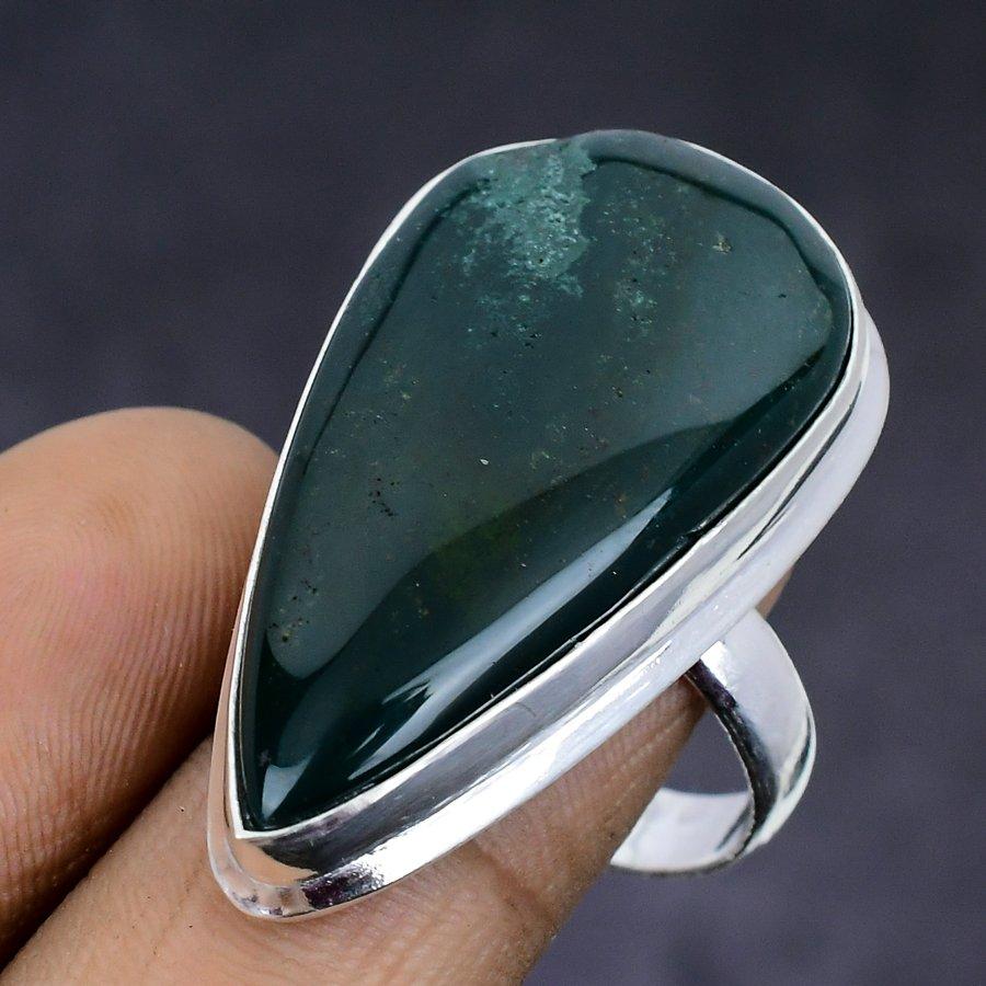 Indian Moss Agate Gemstone 925 Sterling Silver Gift Jewelry Ring Size 9 E1j78