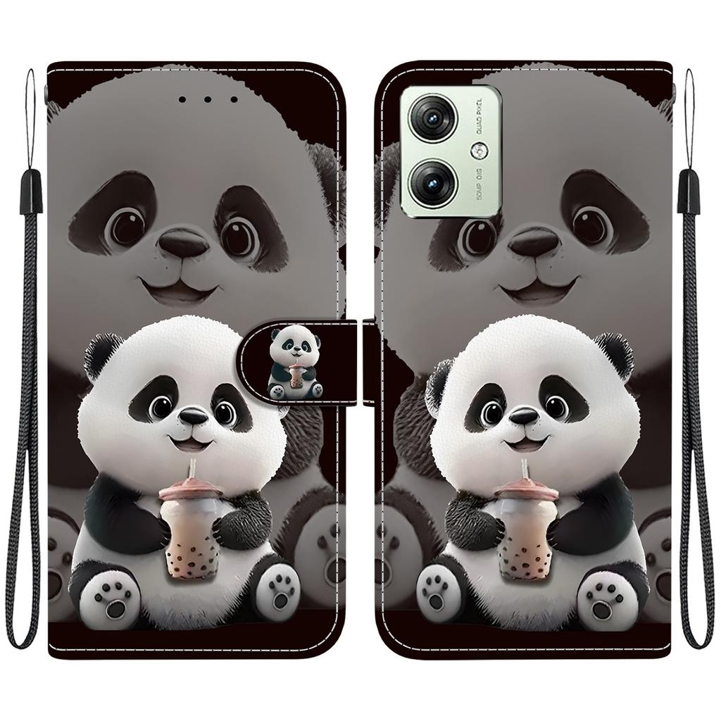 Чехол-книжка из искусственной кожи ручной работы для Motorola Moto G54, противоскользящая противоударная крышка с ремешком на запястье и дизайном в виде сердечка/розы/кошки