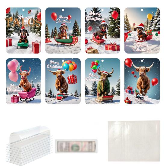 8 шт. рождественские украшения для держателей денег с двухсторонним скотчем, мультяшный узор, дизайн, рождественский декор, подвески