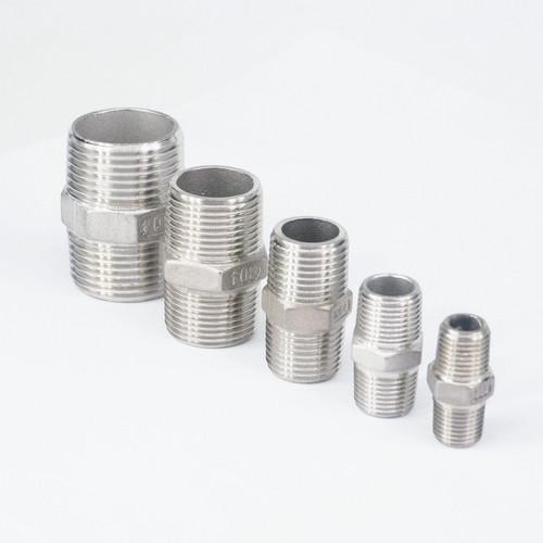 1/8" 1/4" 3/8" 1/2" 3/4" 1" 1-1/4" 1-1/2" 2" BSP Наружный Равнопроходной Шестигранный Трубопроводный Фитинг-Соединитель из Нержавеющей Стали 304