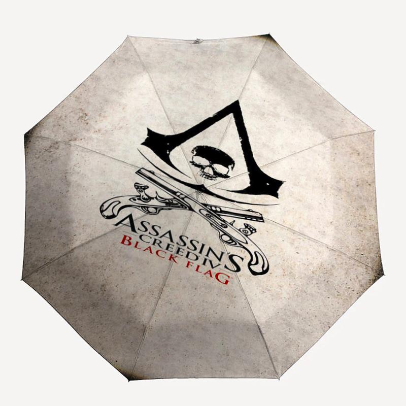 Автоматический зонт в стиле Assassin's Creed, легкий и портативный, 8 спиц, идеально подходит для путешествий на свежем воздухе, на дни рождения, Рождество, в качестве подарков.