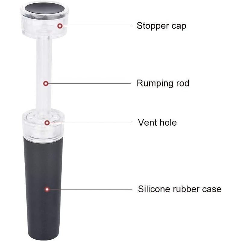 Vacuum Wine Stopper Reusable Stoppers with Built-in Vacuum Pump Leakproof Wine Bottle Sealer Silicone Caps,Wine Saver 5