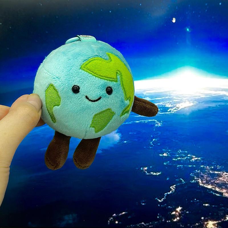 Cartoon Soft Earth Plush Pendant Keyring With Short Plush Material For Daily Use