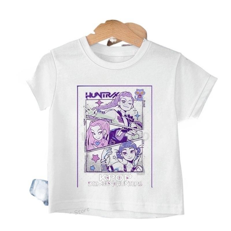 Baby Girl Boy Clothes KPop Demon Hunters Cartoon Print Cool Kids Tee Harajuku TopMovie Fans Gift Summer Tshirt Tops
