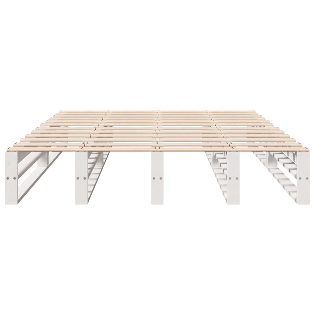 Solid Wood Bed Frame without Mattress White 120 x 200 cm Pine Wood