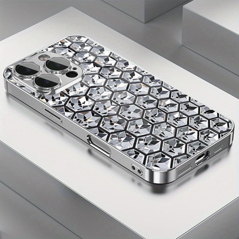 Шестиугольный Алмазный Узор Посеребренный Чехол Для Телефона Для Samsung Galaxy S25 S24 S23 Ultra Plus FE Закаленное Стекло