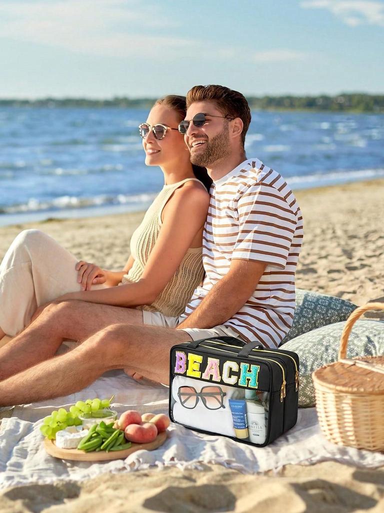 Прозрачная косметичка из ПВХ с пересечением границ - большая вместимость, многофункциональная, портативная сумка для хранения туалетных принадлежностей