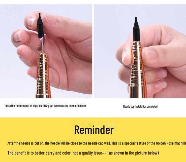 Rose Gold Semi-Polished Tattoo Needle, Single Round Machine Needle