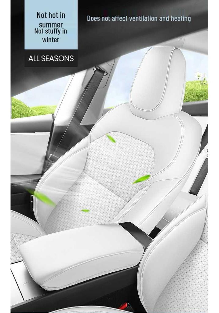 Всесезонные кожаные чехлы на сиденья Tesla Model Y: Полное покрытие для обновленной Model Y.