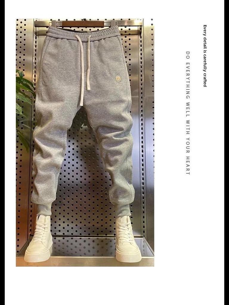 Мужские модные облегающие спортивные брюки с манжетами — повседневные универсальные спортивные брюки для осени и зимы