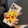 Clear Square Back Tube Case Protection For iPhone 16 ProMax 14 Pro Max 15 Plus 13 12 11 Anti-Oxygen,Cute Pikachu Pattern Casing
