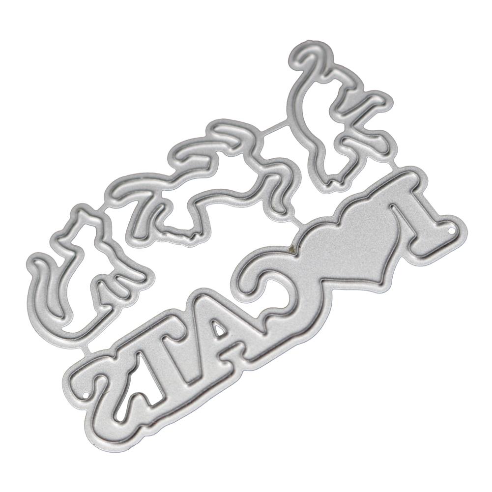 Рамка «Я люблю кошек» металлическая серебристая трафаретная вырубка штампы для тиснения для скрапбукинга бумага альбом карты изготовление