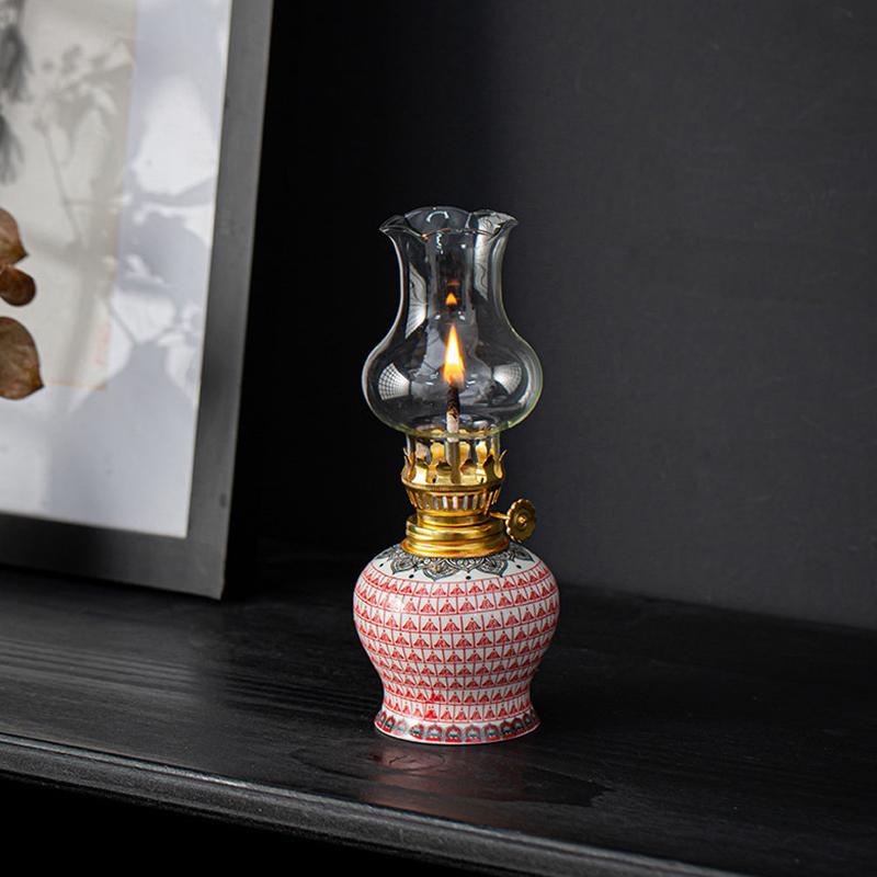 Китайский стиль DIY настольный орнамент масляная лампа чайный домик стеклянные винтажные керамические лампы гхи украшения для кабинета спальни