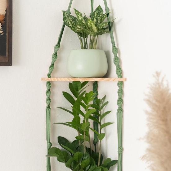 Настенная угловая полка Богема Ручная работа Хлопковая веревка 45659 Ярусная