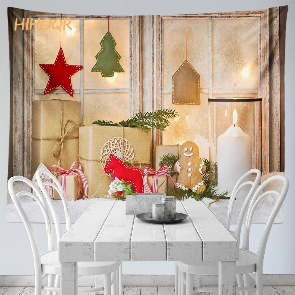 Рождественский гобелен настенный Санта-Клаус Рождественская снежная сцена гобелен на окно Эстетический декор комнаты украшение для дома и праздника