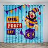 Happy April Fool's Day Clown Funny Series Sunshade Curtains Living Room Home Curtain Child Bedroom Decoration Curtain 2 Pieces