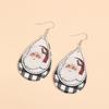 Teardrop Christmas Leather Earrings: Cartoon Plaid Santa Claus PU Dangles