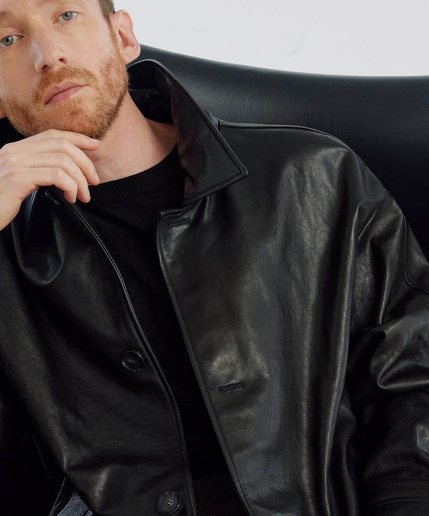 UMARMUNG Italian Vegetable Lambskin Half Coat_Earthy Black