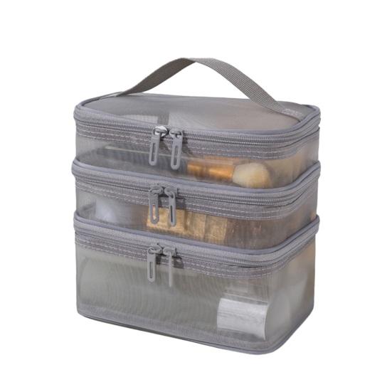 Mesh Cosmetic Bag Multi Layers Large Capacity Visible Zipper Closure with Handle Portable Classified Organization Travel Trip Makeup Storage Bag