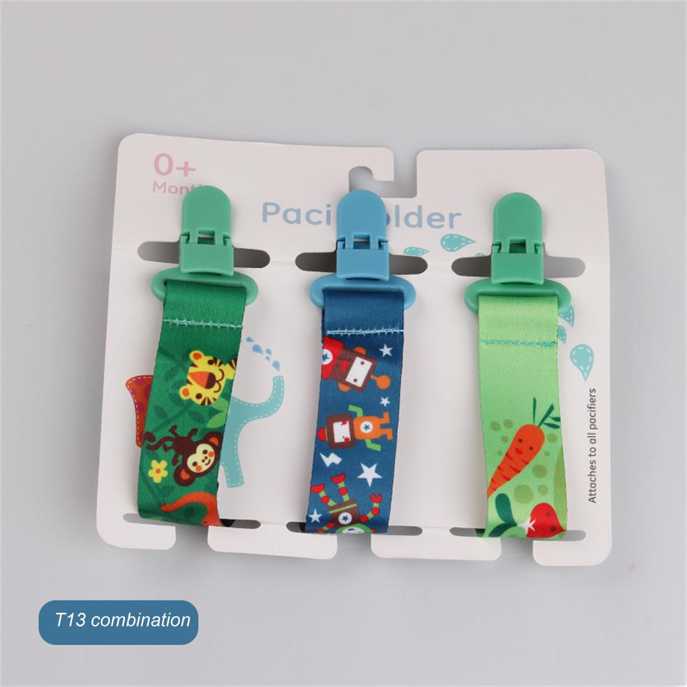 3Pcs/Pack Fixed Button Baby Pacifier Clips Chains Ribbon Dummy Soother Holder Chains Anti-drop Buckle Strap for Pacifier Baby Feeding Gift