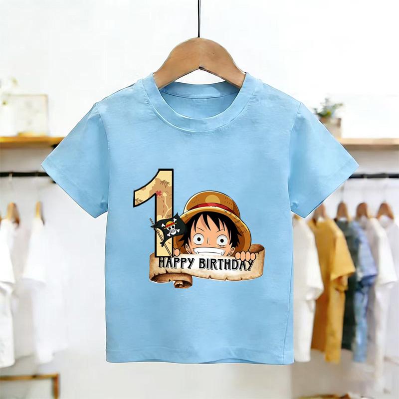 New Arrival Anime Happy 1st Birthday Kids Pure Cotton Printed TShirt Perfect for Gifting