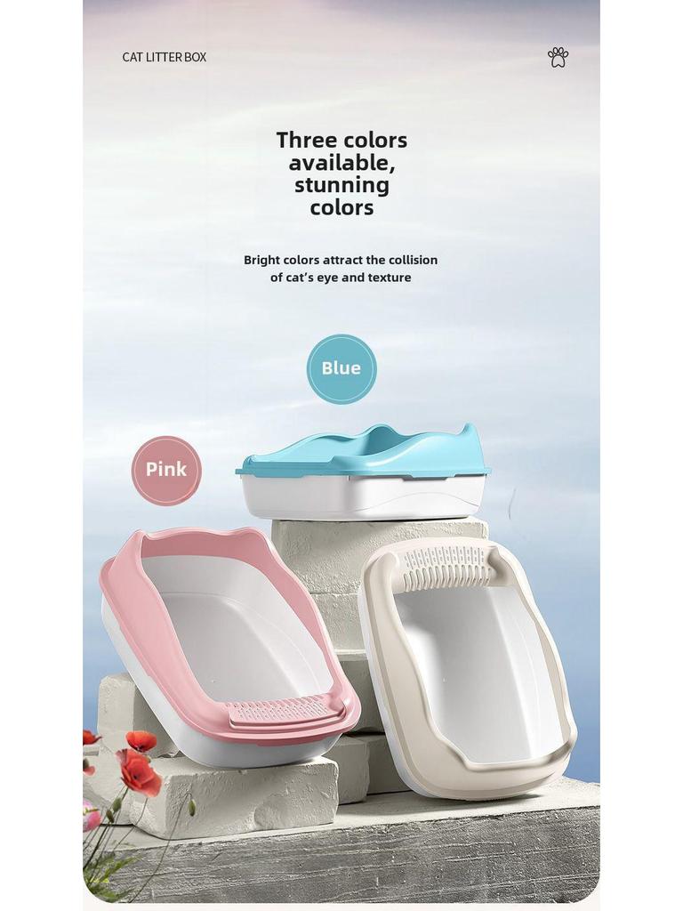 Extra Large Semi-Enclosed Anti-Splash Cat Litter Box