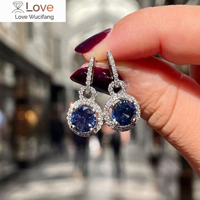 Изящные серьги-капли, женские свадебные аксессуары с ярким синим кристаллом, модные женские украшения для церемонии помолвки