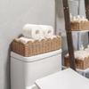 Rectangular Imitation Rattan Storage Basket Handwoven Cosmetic Storage Box  Living Room
