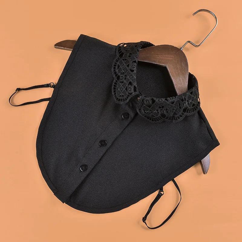 Perfect Match Black White Hollow Out Floral Lace Fake Collar For Women Shirt Detachable Lapel Half Shirt Blouse Tops Female False Collars