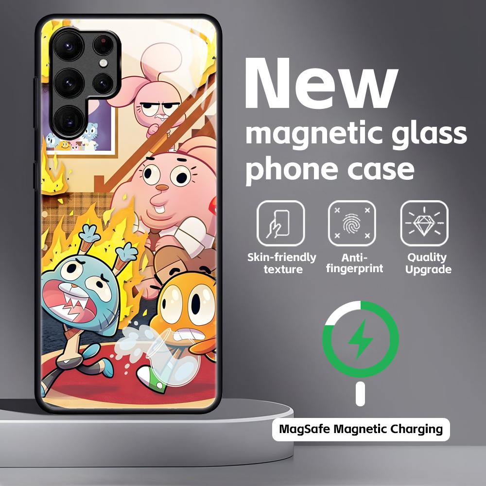 The Amazing World of Gumball Phone Case For Samsung S25 S24 S23 S22 S21 S20 Plus Ultra Note20 Glass Magnetic Case