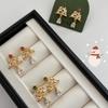 Изысканные Рождественские Серьги-Гвоздики с Цирконами, Серебряными Иглами 925 пробы и Подвеской в виде Капли Воды