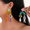 Ethnic Style Earrings For Women Vintage Printed Fisheye Leaf Acrylic Dangle Earrings Girls Dopamine Jewelry Ear Accessories
