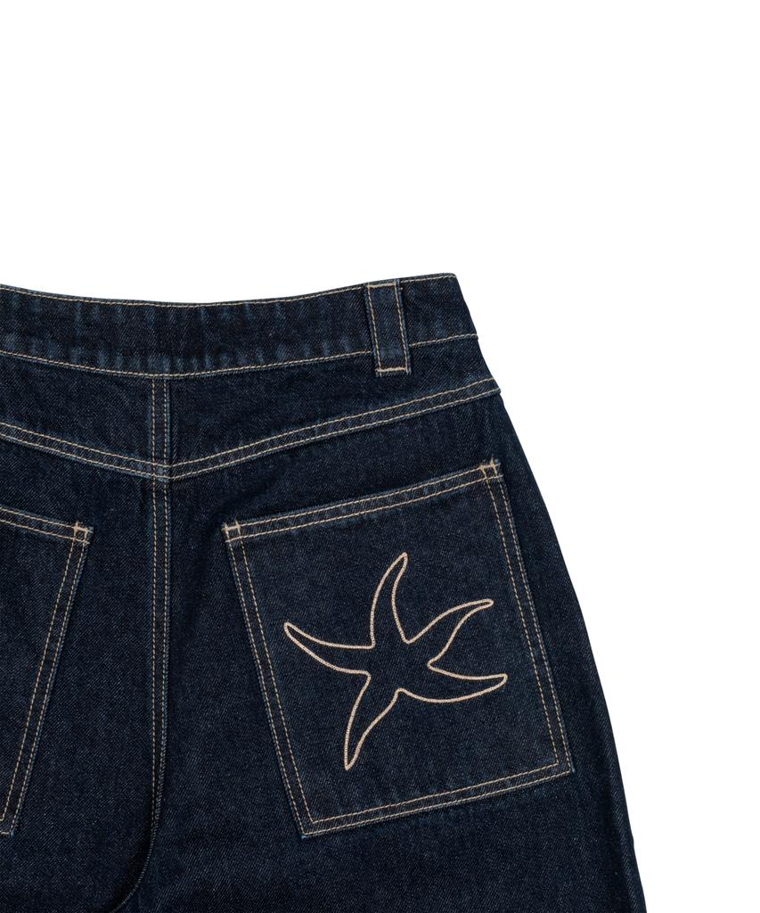 THE COLDEST MOMENT Tcm Starfish Denim Half Pants (Blue)