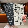 Bowknot Pattern Slim Matte Phone Case For Samsung S25 S24 FE S23 Ultra S22 A36 A56 A16 A55 A26 A35 TPU Leather Texture Soft Shockproof Bumper Cover