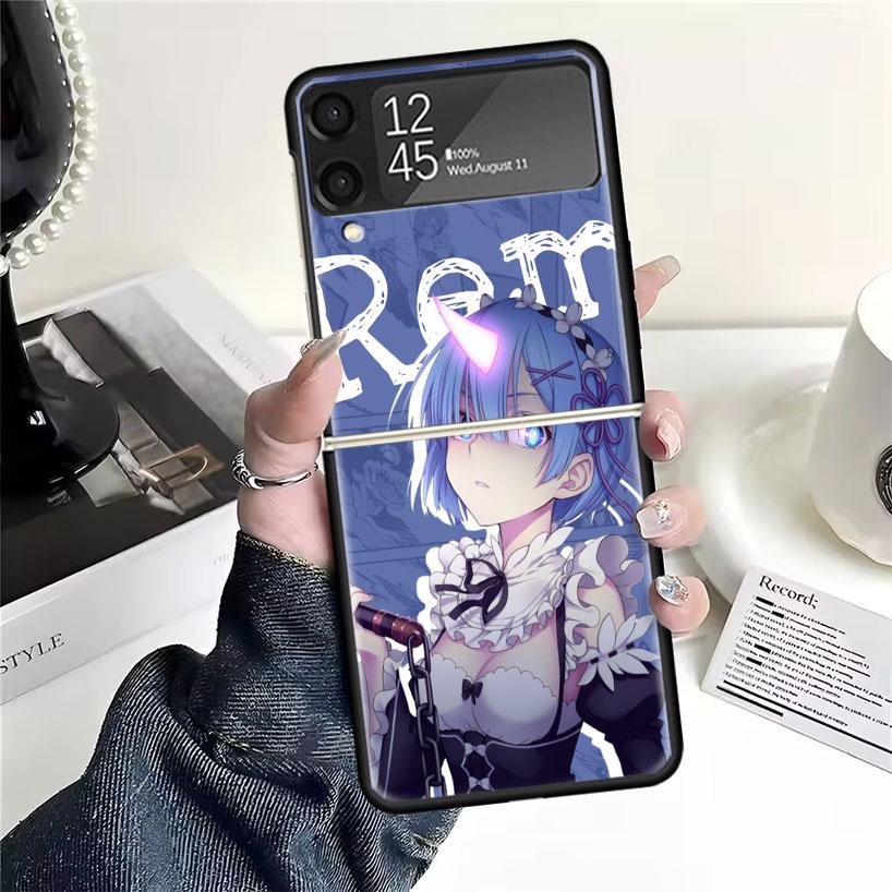 Чехлы для Samsung Galaxy Z Flip 4 5 6 7 3 Z Flip7 Flip6 Flip4 Flip5 Flip3 5G с принтом R-Rem из аниме Re Zero, Жесткие противоударные Fundas