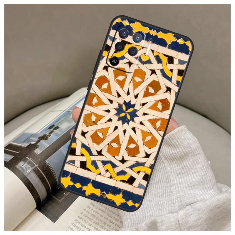 Moroccan Tile Case For Oppo A74 A94 A54 A18 A38 A58 A78 A98 A80 A60 A40 A96 A76 A16 A15 A17 A57 A77 A5 Pro