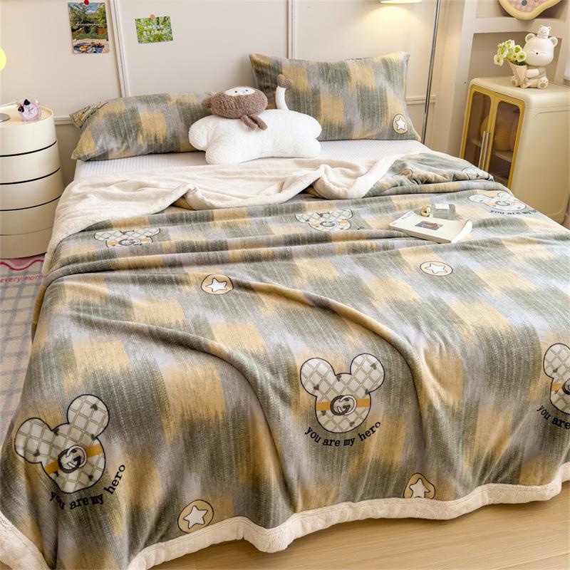 Yunjin Double-Sided Winter Fleece Blanket - Thick, Cozy Sofa Throw & Office Shawl