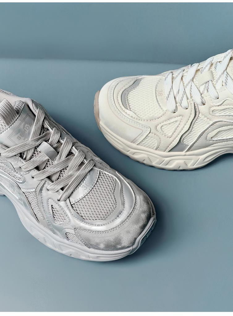 Senda Dad Shoes Women 2026 Spring New Mesh Sports Style Thick-soled Casual Shoes