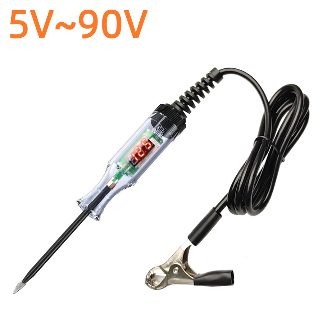 5В-90В Автомобильный цифровой тестер напряжения Цепи Тест напряжения Ручка с длинным щупом Обнаружение цепи Инструмент для диагностики и обслуживания