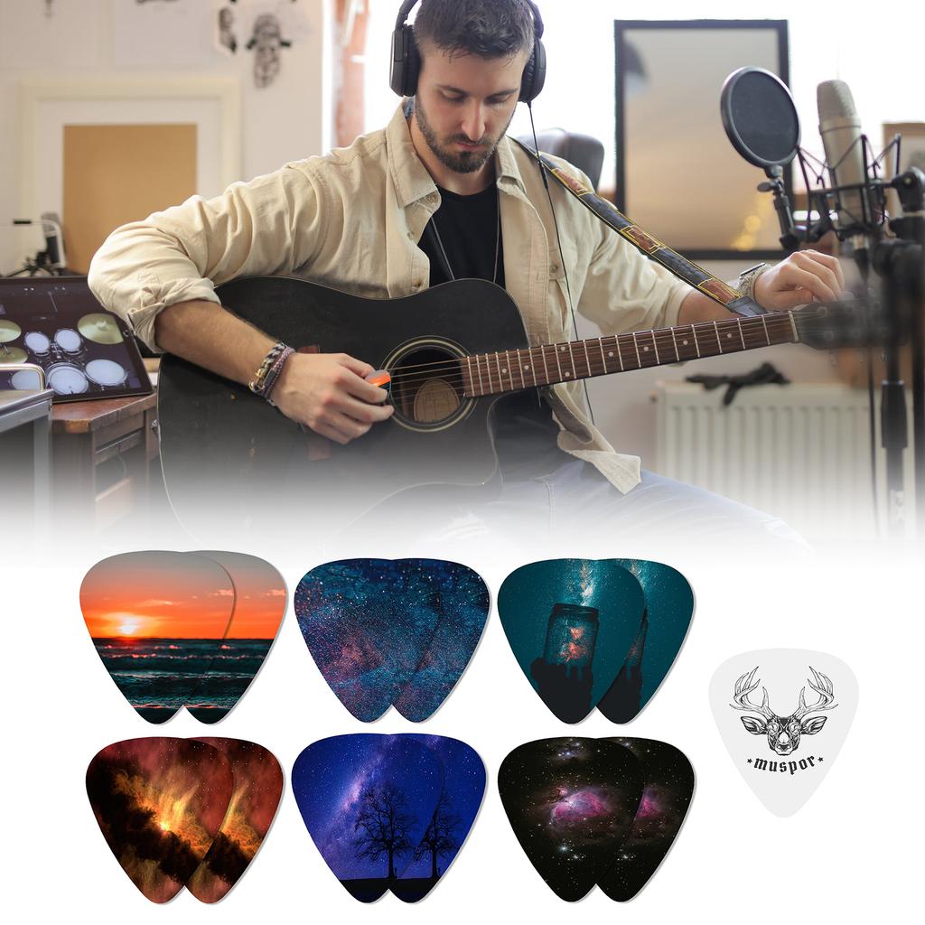 Muspor MX0299D 13 шт. целлулоидные медиаторы для гитары 0,71 мм разноцветные медиаторы с железной коробкой для хранения мюзиклов